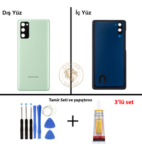 Samsung S20 Fe Nane Yeşili Arka Pil Kapağı Batarya Kapağı Lazer Kesim + Yapıştırıcı ve Vida Seti