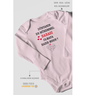 Dünyanın En Mükemmel Babası Olmaya Hazır Mısın? Baskılı Bebek Zıbını –  %100 Pamuk Uzun Kol (Bebek Pembesi)
