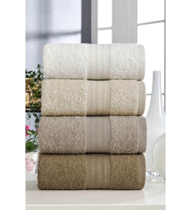 4 Lü El Yüz Havlu Seti %100 Pamuklu Gökkuşağı 50x85 Cm Kahve
