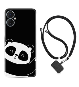 Tecno Spark 9T Kılıf Silikon Boyun Askılı İpli Desenli Silikon Bay Bay Panda 1784