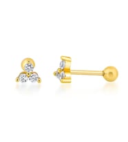 Üç Taşlı Gümüş Piercing