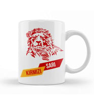 Aslan Sarı Kırmızı Kupa Bardak Porselen