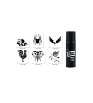 Dinazor Horoz Spray Tattoo Geçici Sprey Dövme Seti