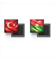 Buzdolap Magnetleri - Burkina Faso Bayrağı ve Türk Bayrağı - 2'li Set Magneti