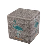 AÇİK GRİ TURKUAZ FLAMİNGO DESENLI PUF 35X40 CM