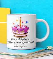 CANIM ARKADAŞIM DOĞUM GÜNÜN KUTLU OLSUN Tasarımlı İsim Soyisim Yazılı Kişiye Özel Kupa Bardak
