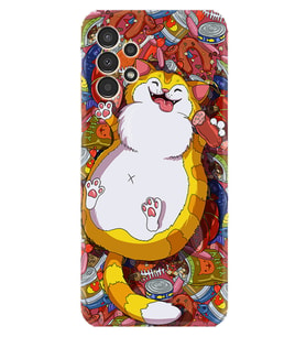 Samsung Galaxy M14 Kılıf Silikon Desen Özel Seri Tombul Kedi 1739
