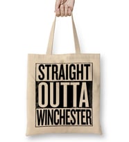 Straight Outta Winchester Supernatural Bez Çanta Uzun Saplı