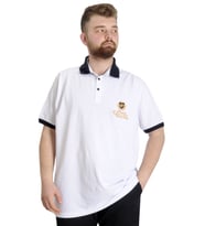 Mode XL Büyük Beden Erkek Polo T-shirt RANGERS 23342 Beyaz