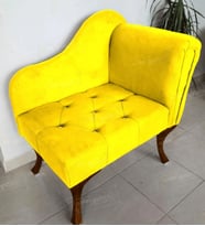 Yeni Model Ters Kol Tekli Köşe Koltuğu Josefin Bench Ceviz Ayak (Sarı)