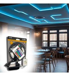 Cata CT-4557 RGB Şerit LED Seti 5 Metre Uzaktan Kumandalı Adaptörlü 96 Renk Dekoratif LED Aydınlatma