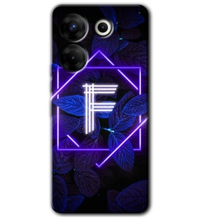 Tecno Camon 20 Pro 4G Kılıf HD Desen Baskılı Kılıf - Dark Neon Yaprak F Harfi