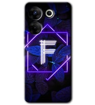 Tecno Camon 20 Pro 4G Kılıf HD Desen Baskılı Kılıf - Dark Neon Yaprak F Harfi