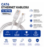 CAT6 Fabrikasyon Ethernet Kablo 15 Metre
