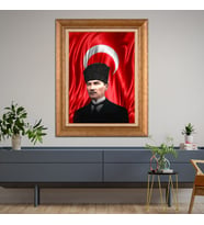 Altın Varaklı Paspartulu Çerçeveli Tablo rv491
