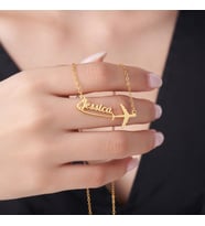 Kişiye Özel Uçak Detaylı Şık İsim Kolye 925K Gümüş (Gold)