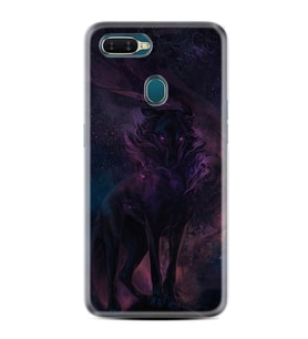Oppo A5S A15 A16 A54 A55 A73 A74 Kılıf Desemli Silikon Black Purple Wolf 1791