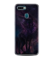 Oppo A5S A15 A16 A54 A55 A73 A74 Kılıf Desemli Silikon Black Purple Wolf 1791