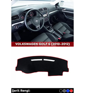 Volkswagen Golf 6 (2010-2012) 3d Torpido Koruma Kılıfı - Ön Göğüs Kaplama - Kırmızı Şerit