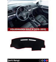 Volkswagen Golf 6 (2010-2012) 3d Torpido Koruma Kılıfı - Ön Göğüs Kaplama - Kırmızı Şerit
