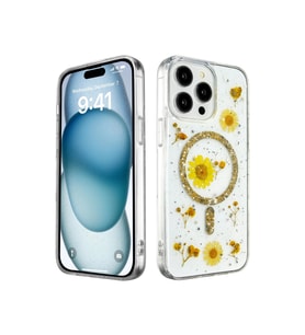 iPhone 14 Pro Max Kılıf Daisy Simli Magsafe Kapak - Gold