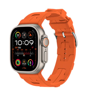 Apple Watch Ultra 49mm Uyumlu Kordon Silikon Yumuşak Esnek Metal Klipsli KRD-92 Kayış (Turuncu)