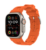 Apple Watch Ultra 49mm Uyumlu Kordon Silikon Yumuşak Esnek Metal Klipsli KRD-92 Kayış (Turuncu)