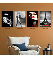 saksafon jazz müzik kadın eyfel kulesi resimli 4lü hd baskılı kanvas tablo resim