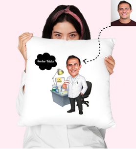Karikatürlü Eczacı Erkek Kişiye Özel Yastık