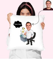 Karikatürlü Eczacı Erkek Kişiye Özel Yastık