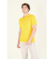 Giyim Dünyası Erkek Çizgili Polo Yaka Merserize T-Shirt Sarı