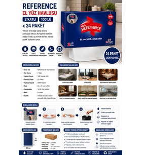 Reference El Yüz Havlusu 2 Katlı 100'lü x 24 Paket Lacivert