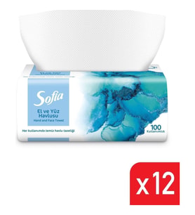 Sofia Tek Kullanımlık El Yüz Havlusu 100 Lü 501268 (12 Paket)