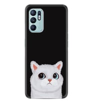 Oppo Reno 6 Kılıf Resimli Desenli Silikon Platinium Series White Cat 1835