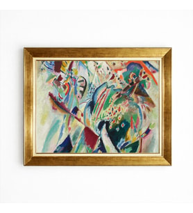 Tablore Kandinsky Tarzı Soyut Avangart Sanat Altın Çerçeveli Renkli Modern Salon Tablosu