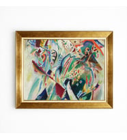 Tablore Kandinsky Tarzı Soyut Avangart Sanat Altın Çerçeveli Renkli Modern Salon Tablosu