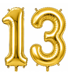 13 Rakam Folyo Balon Altın Rengi (36 cm)