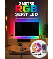 5 Metre Rgb Şerit Led 5050 Smd Uzaktan Kumandalı Renkli Dekoratif Led Aydınlatma Seti