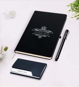 BK Gift Kişiye Özel İsimli Siyah Defter Kalem Kartvizitlik Hediye Seti-8