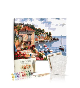 Sayılarla Boyama Seti 40 x 50 cm Tuval Şasesine Gerili Renkli Rıhtım