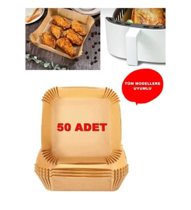 Air Fryer Pişirme Kağıdı Yağlı Kağıt Kare Kraft 16cm Kare Lüx Pişirme Kağıdı 50 Adet