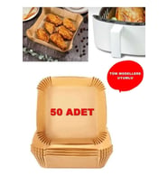 Air Fryer Pişirme Kağıdı Yağlı Kağıt Kare Kraft 16cm Kare Lüx Pişirme Kağıdı 50 Adet