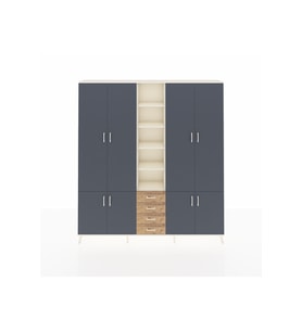 Arges Dolap 17 Raflı 4 Çekmeceli 8 Kapaklı 220x30x243 Aytaşı-Antrasit/Çam