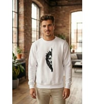 Oversize Bisiklet Yaka Sevgililer Günü Baskılı Sweatshirt - Beyaz
