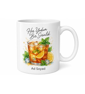 Buzlu Çay Sevenlere Yazın Serinliği Limon Dilimli Çay Kupası Hediye Kupa Bardak