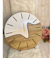Vintage Ahşap Beyaz Duvar Saati 40 cm