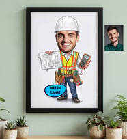 Kişiye Özel Karikatürlü Elektrik Mühendisi Siyah Çerçeve Mühendisler Günü Hediyesi