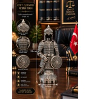 AYET İŞLEMELİ FETİH GÜMÜŞ RENK ZIRH 20cm