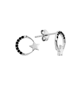 925 Ayar Gümüş Ay Yıldız Figürlü Küpe - K073101