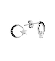 925 Ayar Gümüş Ay Yıldız Figürlü Küpe - K073101